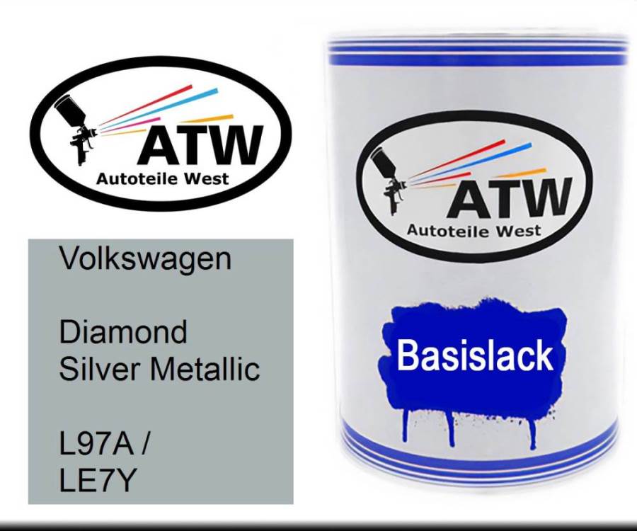 Volkswagen, Diamond Silver Metallic, L97A / LE7Y: 500ml Lackdose, von ATW Autoteile West.